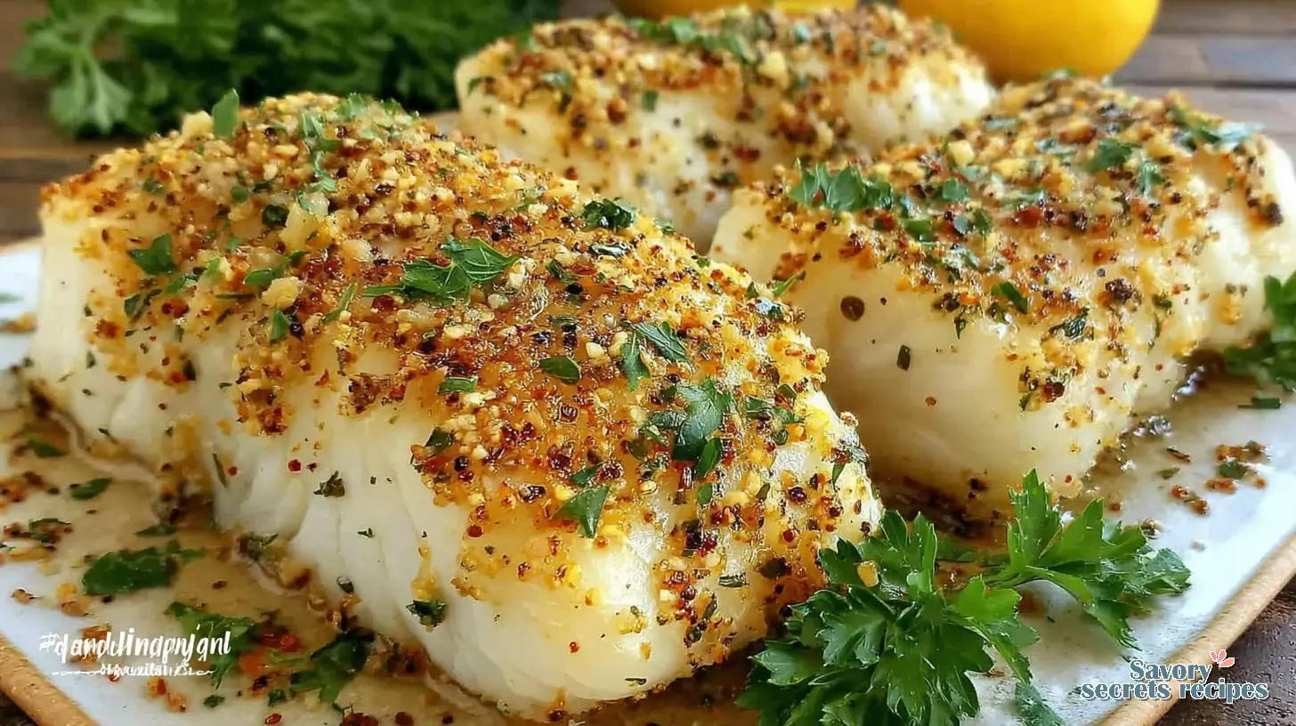 Baked Lemon Pepper Cod final presentation