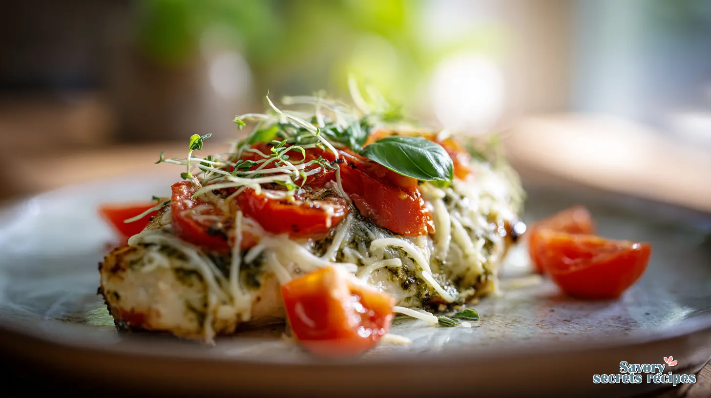 Baked Pesto Chicken Breast final presentation