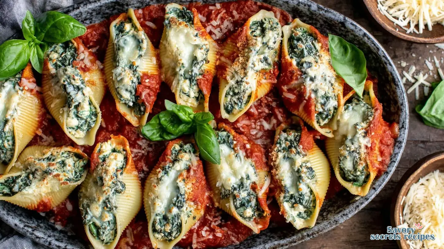 Baked Spinach Ricotta Stuffed Shells final presentation