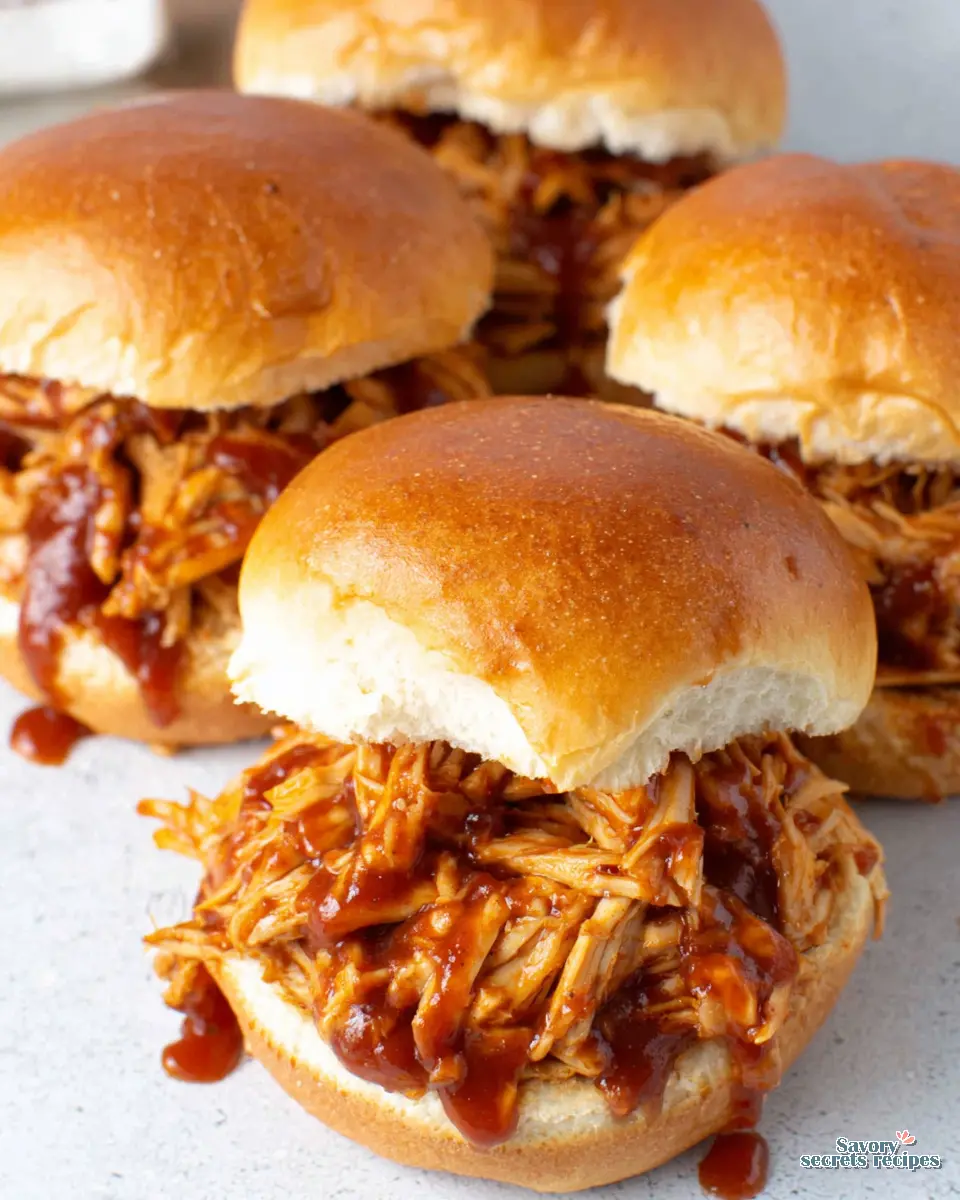 BBQ Pulled Chicken Sliders close up