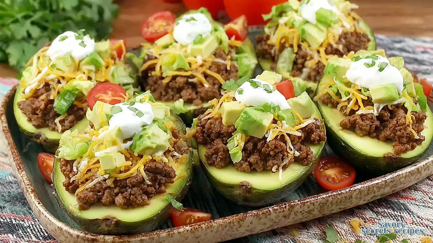 Beef Taco Stuffed Avocados final presentation