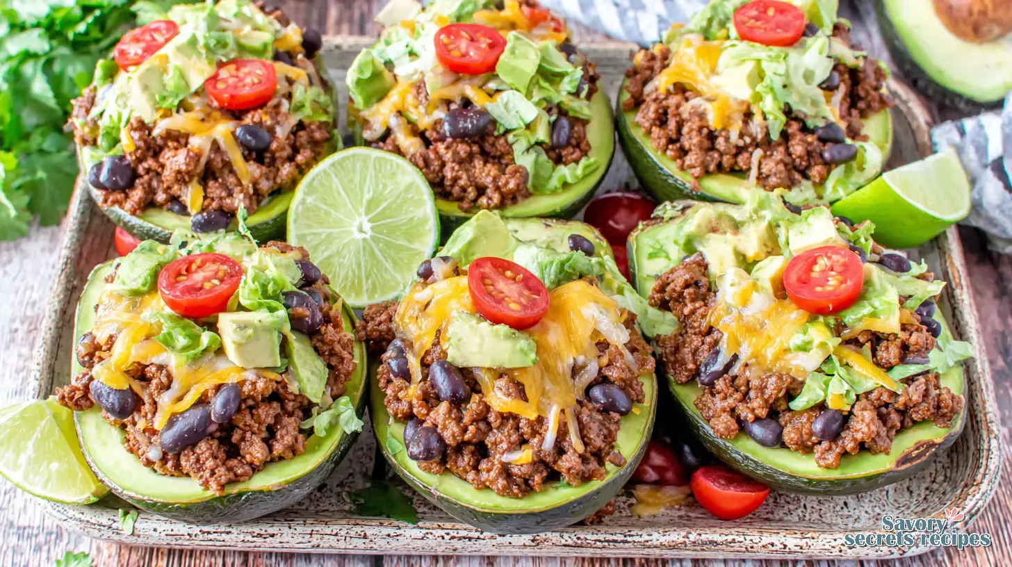 beef taco stuffed avocados bbc good food final presentation