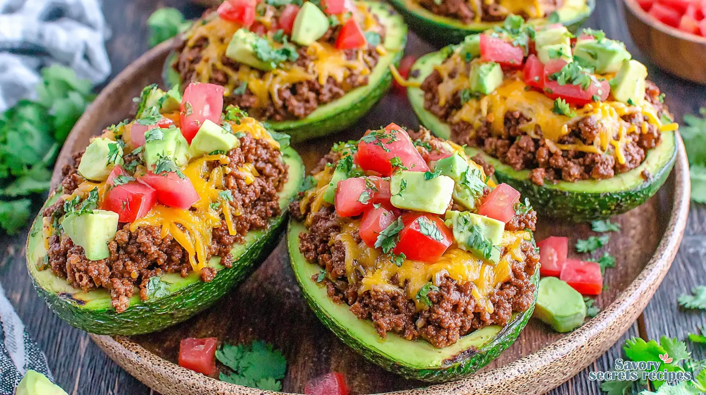 beef taco stuffed avocados mexican style final presentation