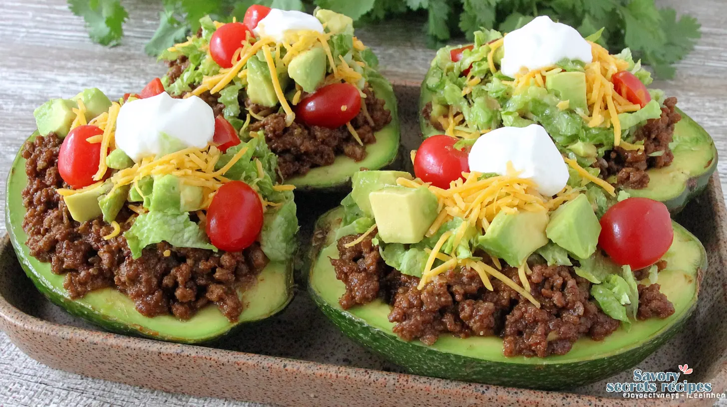 beef taco stuffed avocados recipe final presentation