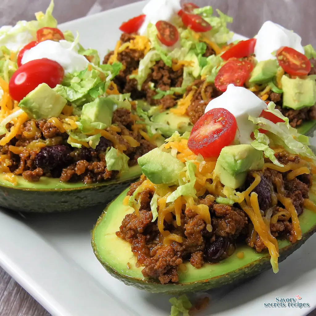 beef taco stuffed avocados recipe 206476163