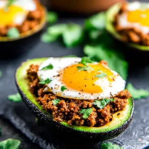 beef taco stuffed avocados with egg 892135866