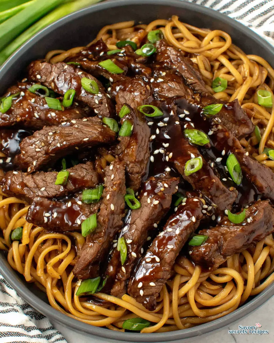 Beef Teriyaki Noodle Bowl close up