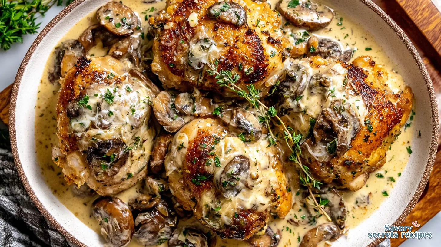best creamy garlic mushroom chicken recipe final presentation