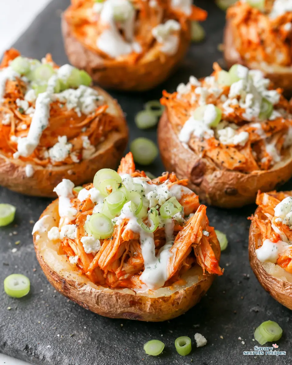 Buffalo Chicken Stuffed Potatoes close up
