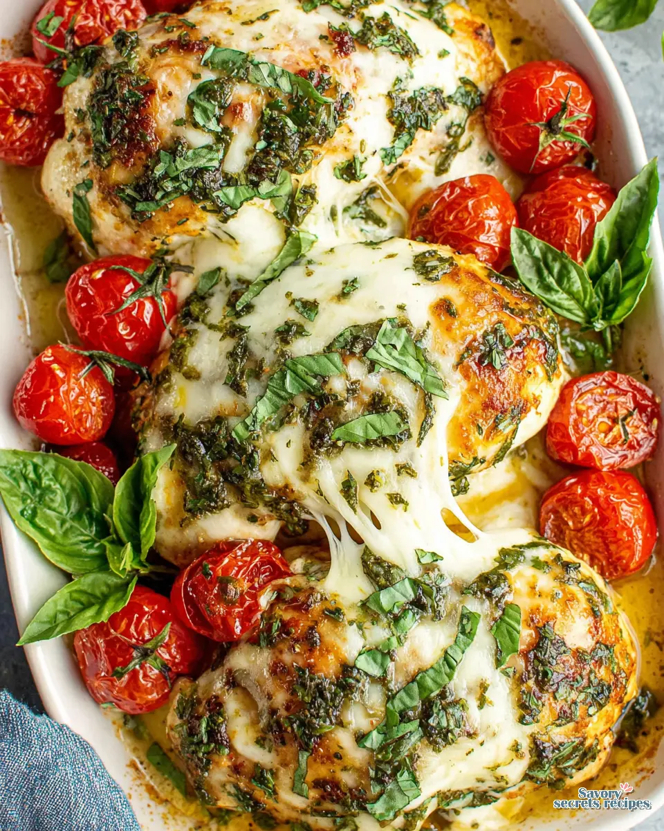 Caprese Chicken Bake close up