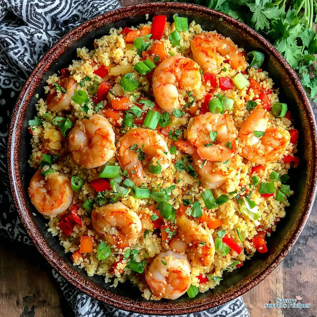 cauliflower rice shrimp bowl air fryer final presentation