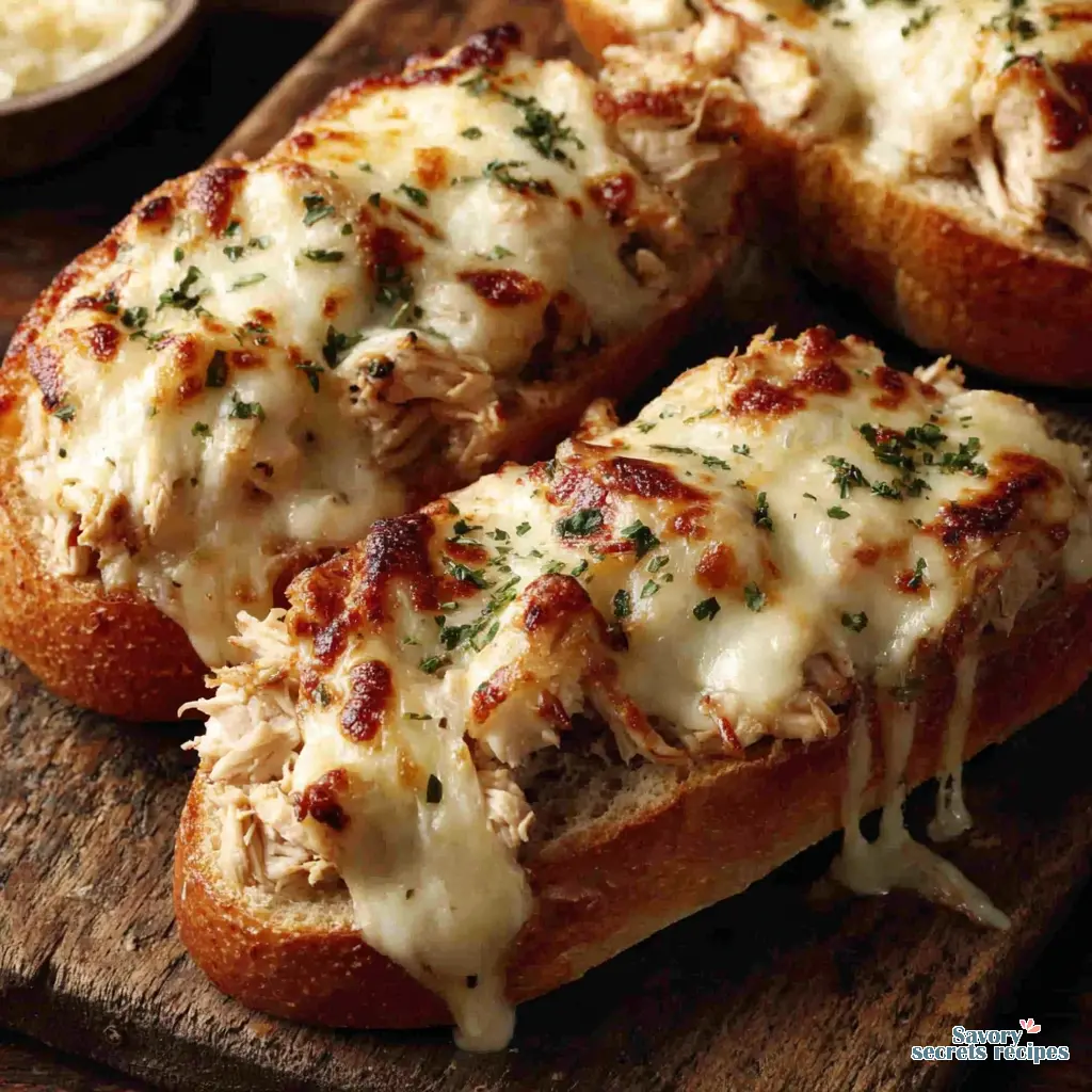 cheesy chicken garlic bread boats keto close up