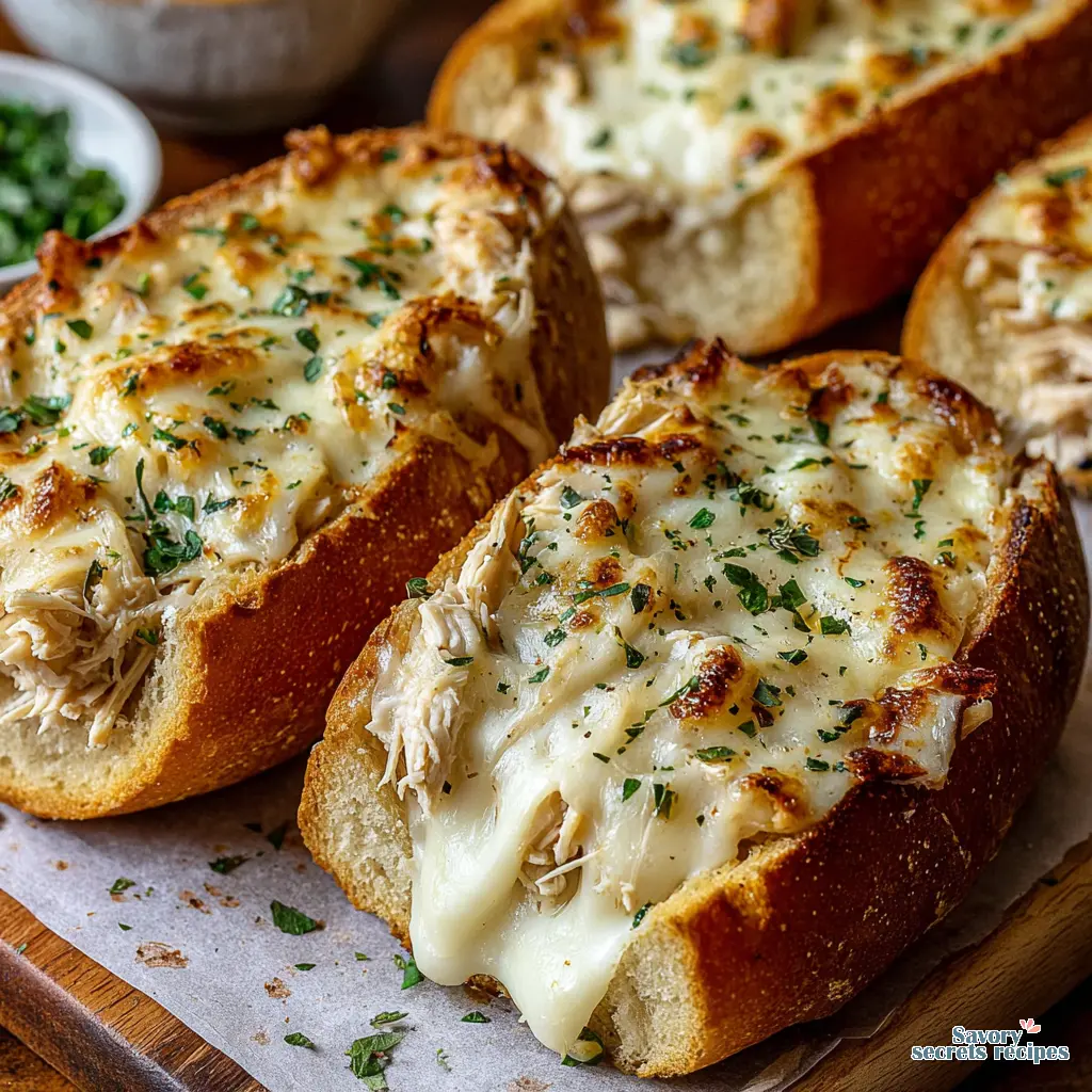 cheesy chicken garlic bread boats sourdough 106366229