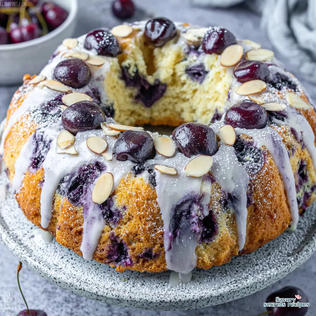 Cherry Almond Cake final presentation