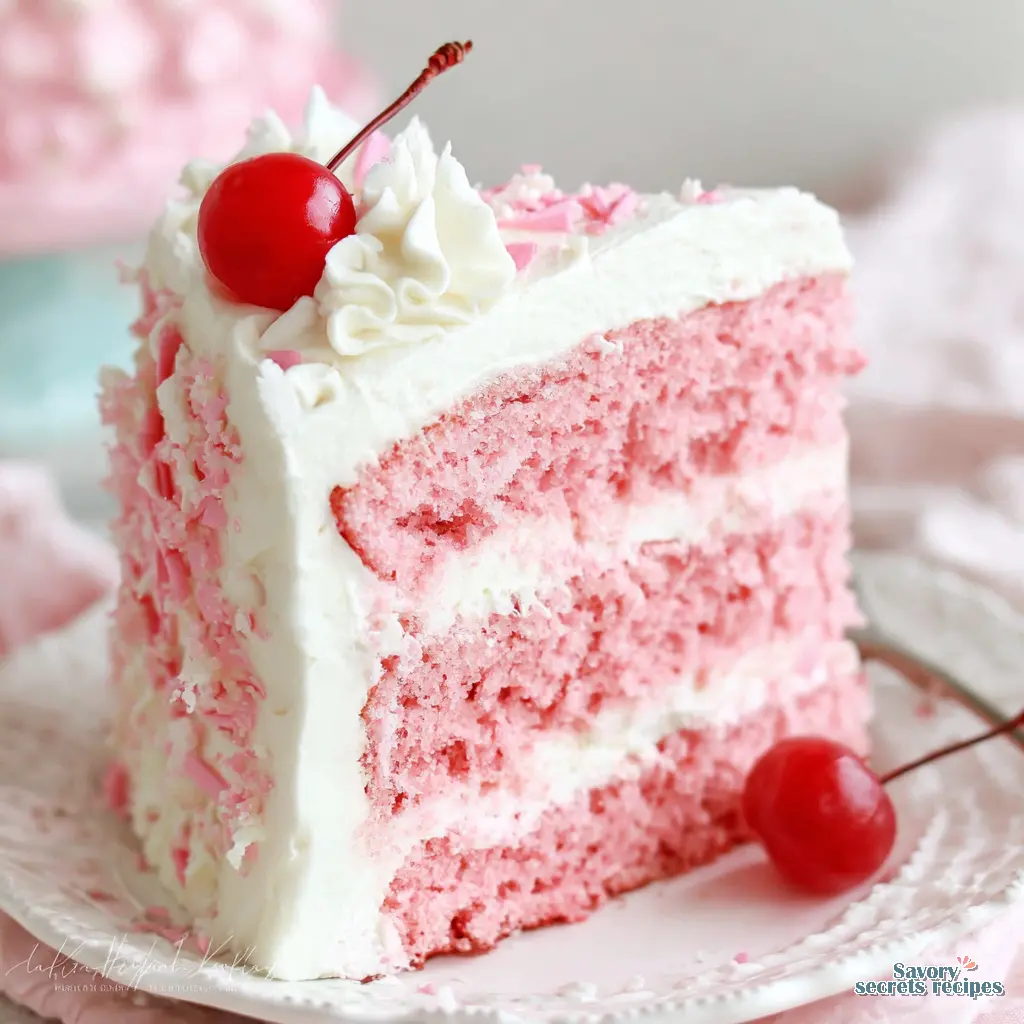 Cherry Vanilla Layer Cake close up