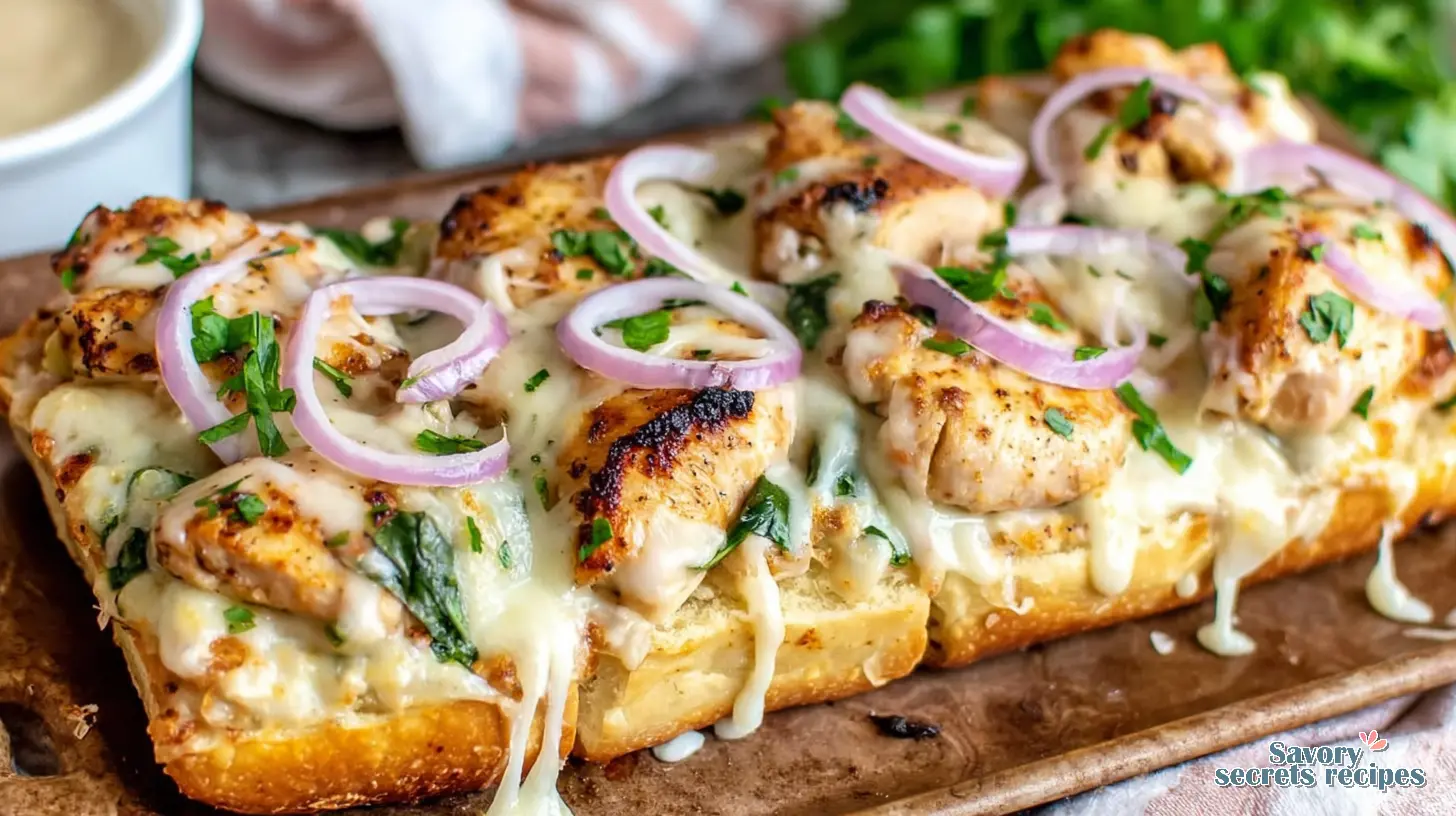 Chicken Alfredo Flatbread final presentation