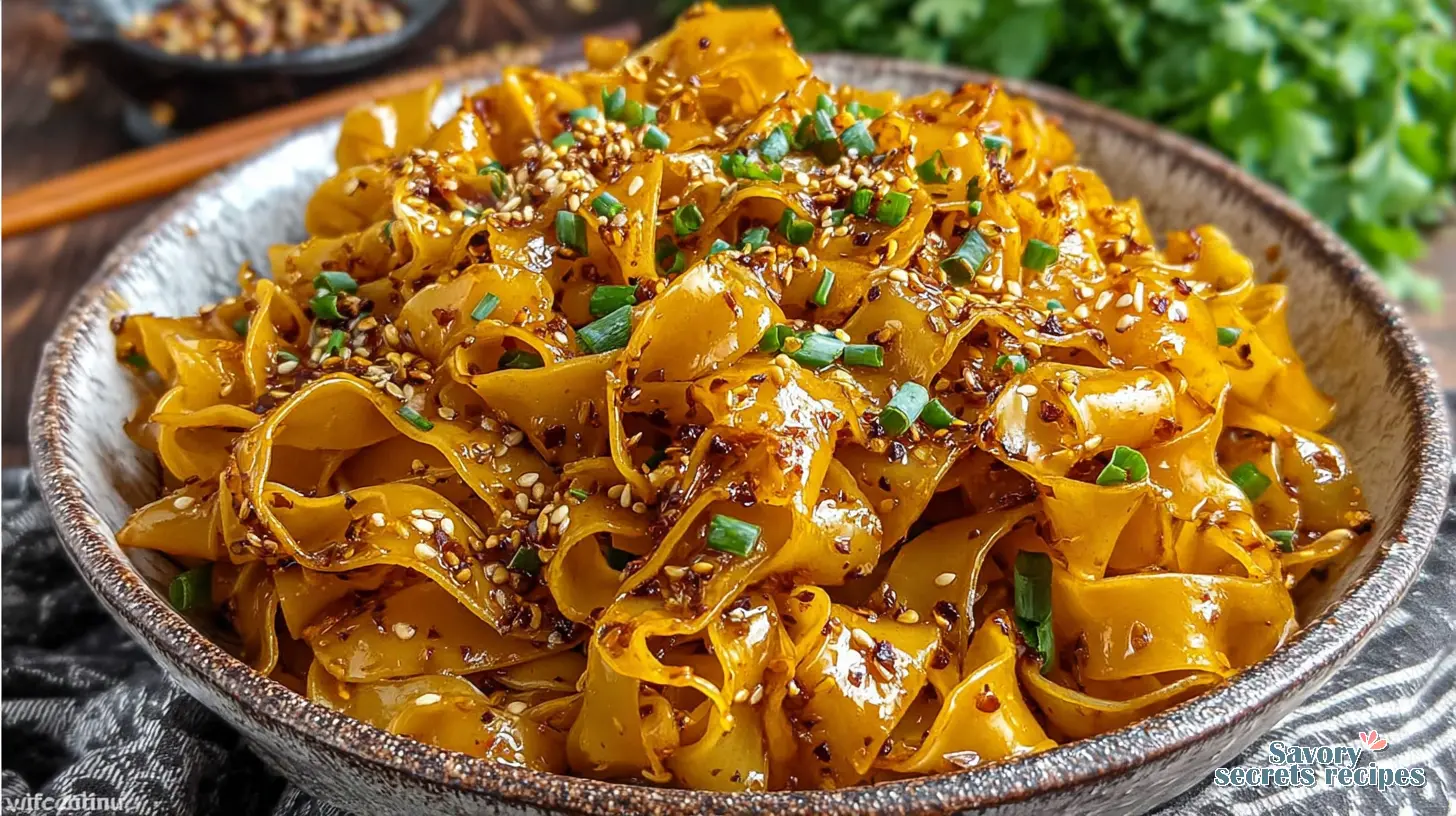Chili Garlic Noodle Bowl final presentation in a bowl with chopsticks