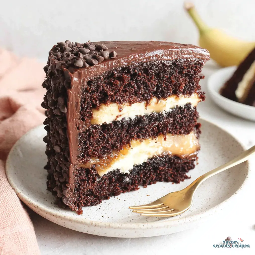 Chocolate Banana Layer Cake close up