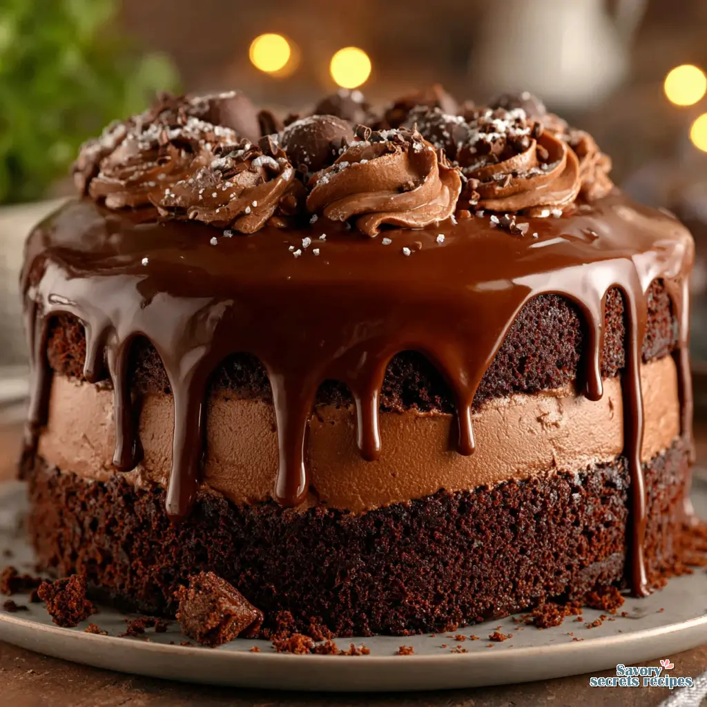 Chocolate Caramel Drip Cake close up