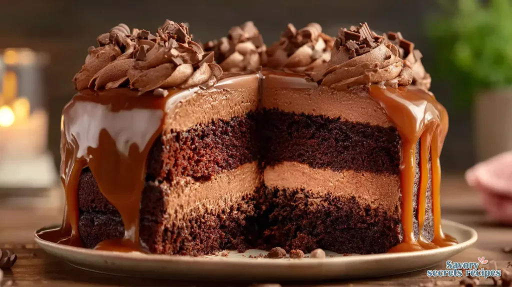 chocolate caramel drip cake 609185656