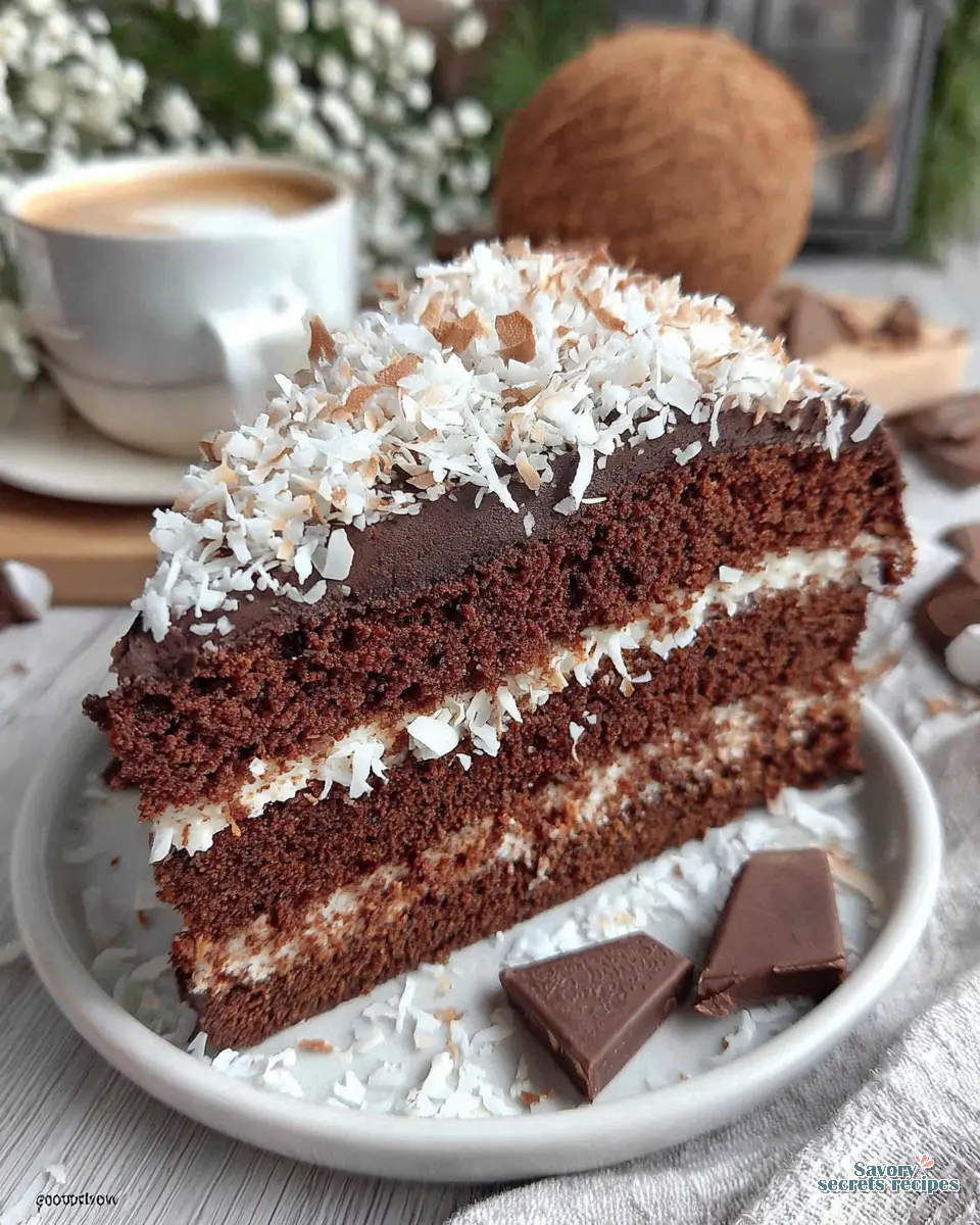 Chocolate Coconut Cake close up