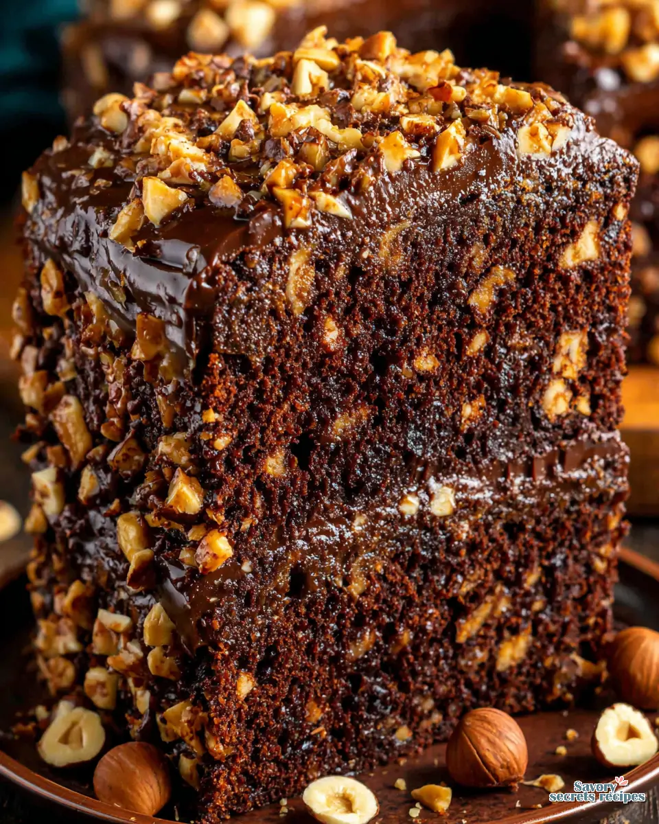 Chocolate Hazelnut Cake close up
