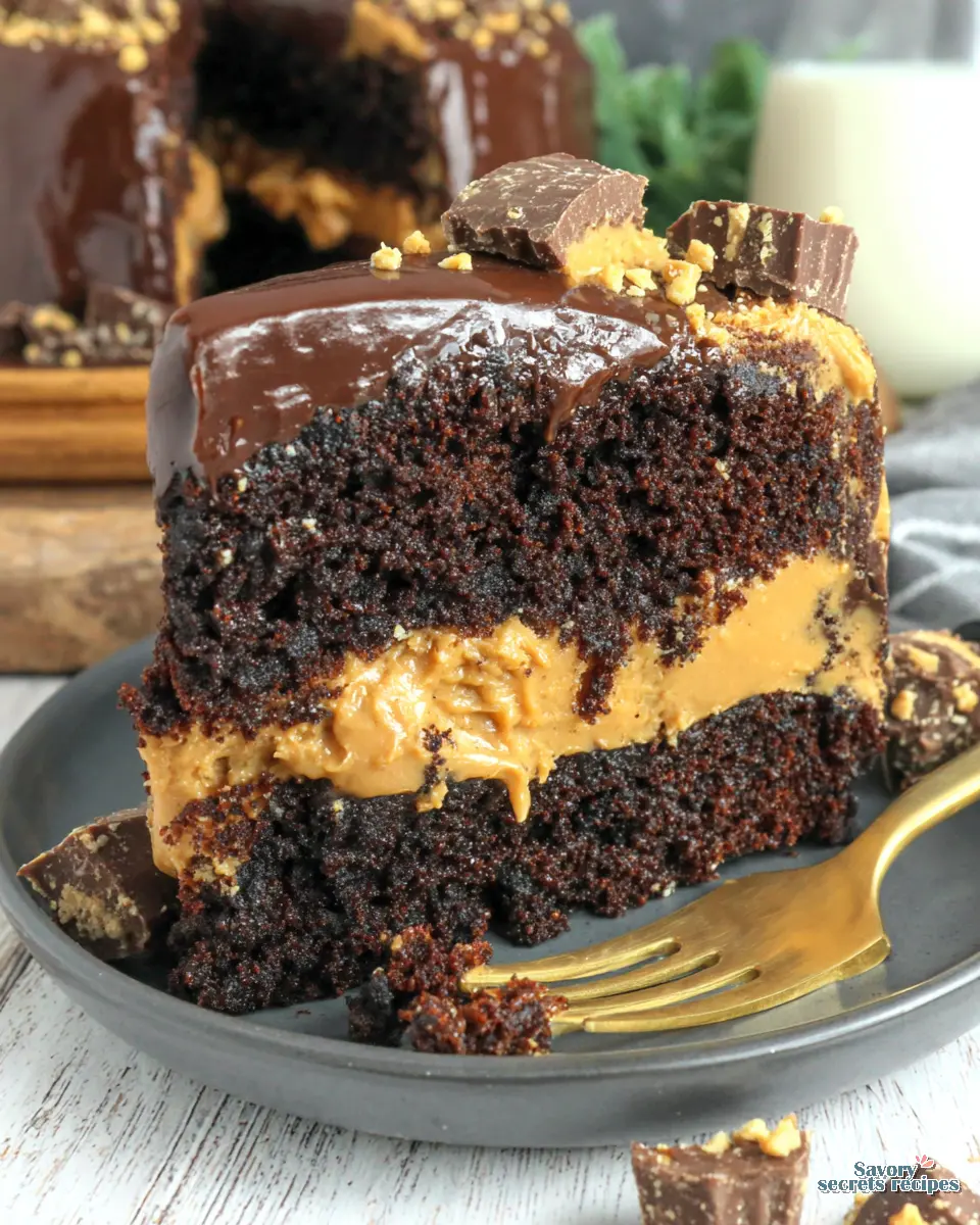 Chocolate Peanut Butter Cake close up