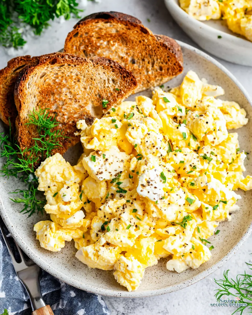 Cottage Cheese Scrambled Eggs close up