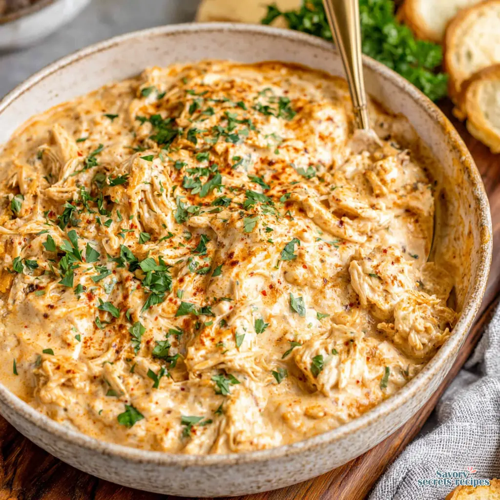 Creamy Cajun Chicken Dip final presentation