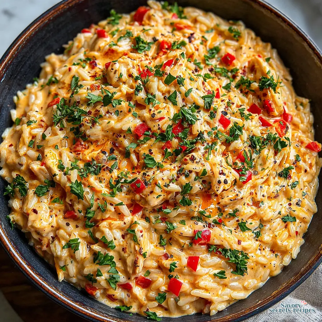 Creamy Cajun Chicken Rice close up