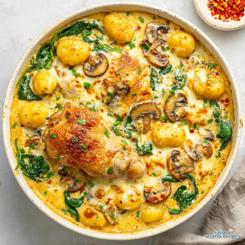 creamy garlic chicken gnocchi bake 965794346