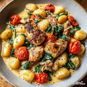 creamy garlic chicken gnocchi skillet 264140618