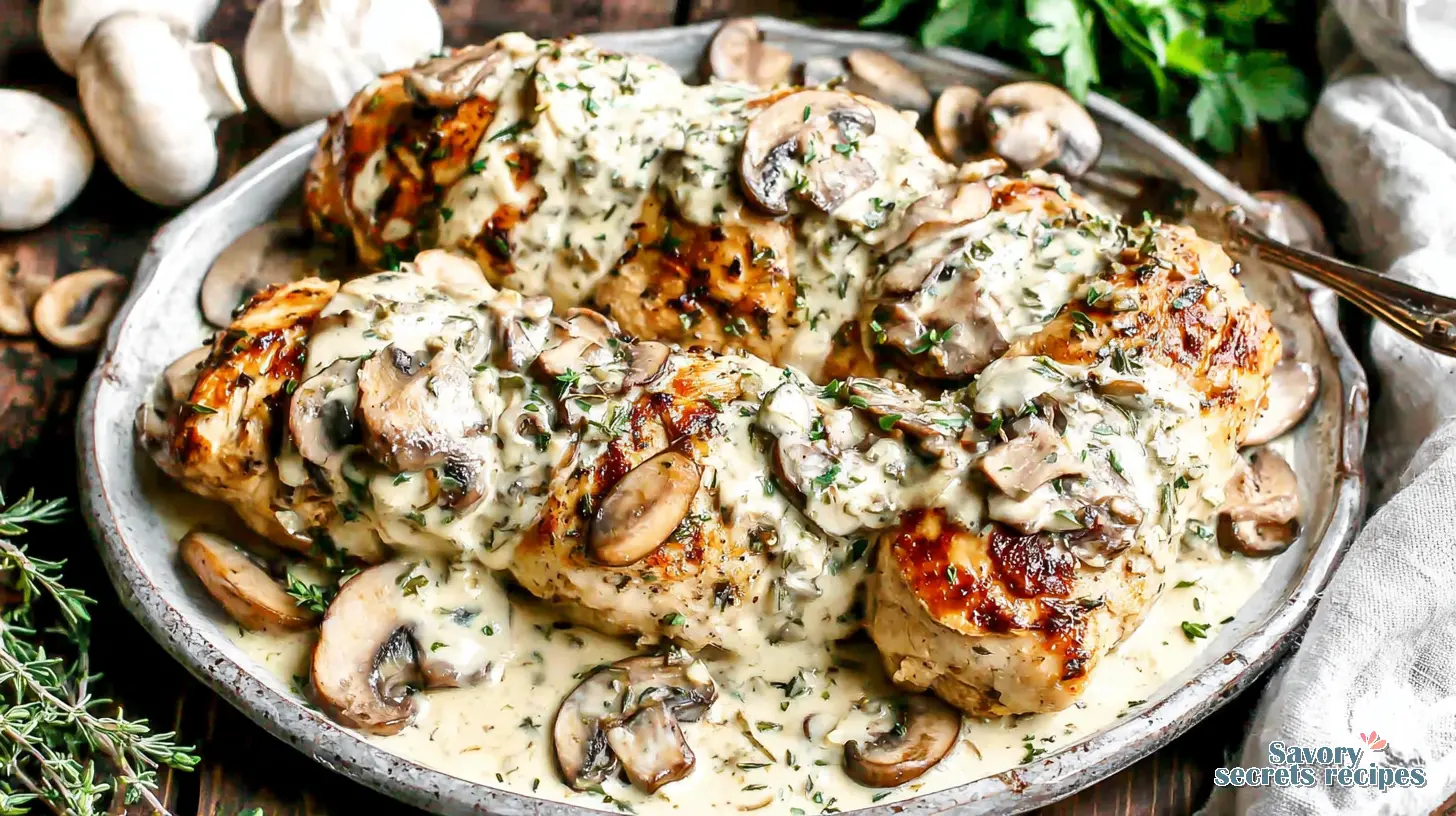 creamy garlic mushroom chicken bake final presentation