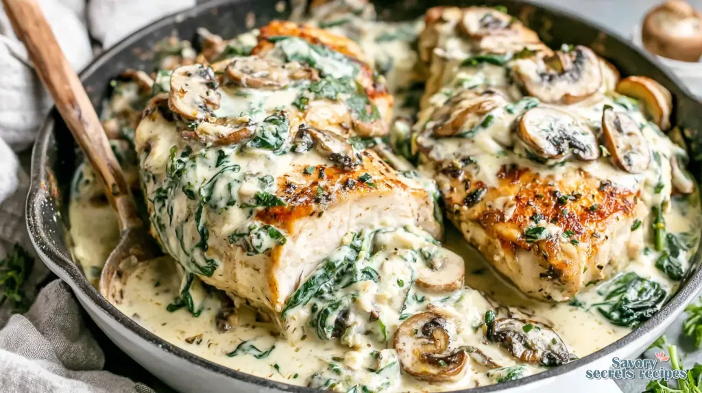 creamy garlic mushroom chicken florentine 953827790