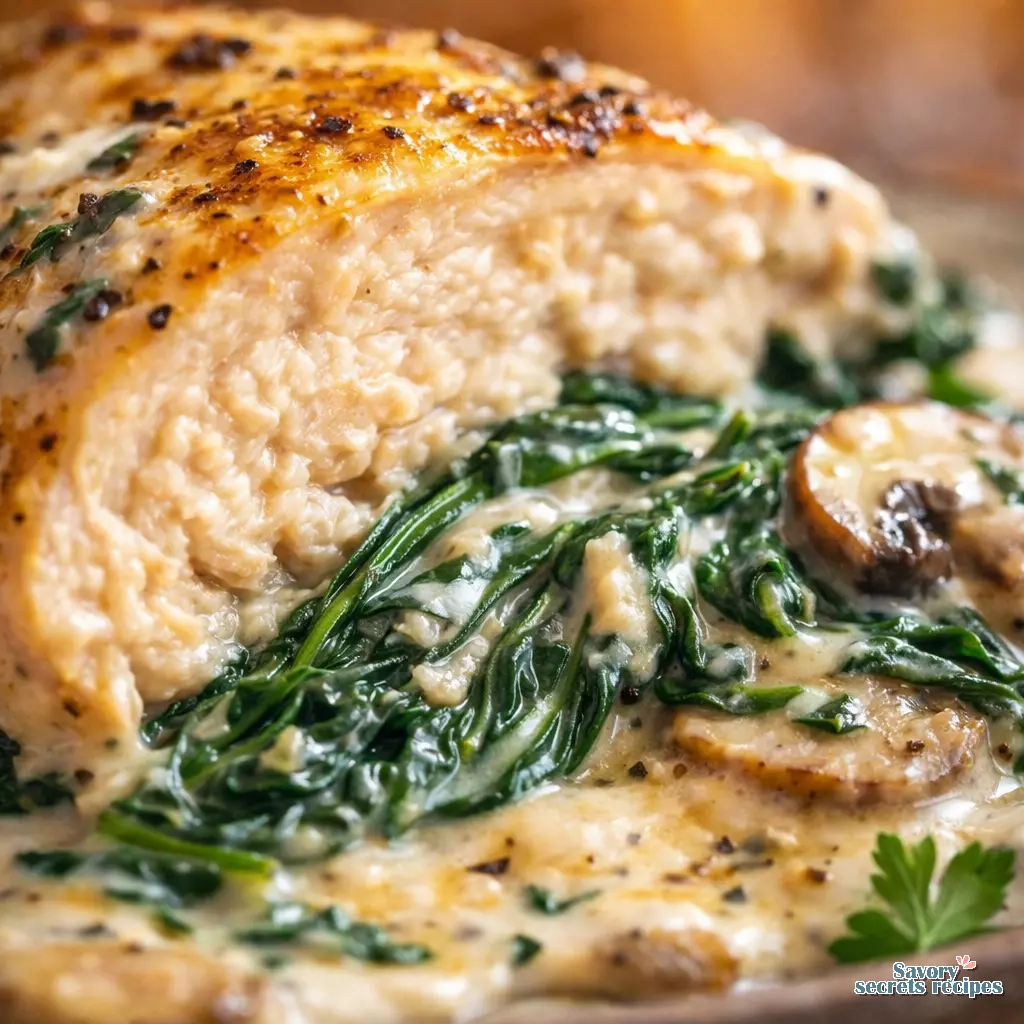 creamy spinach chicken healthy close up