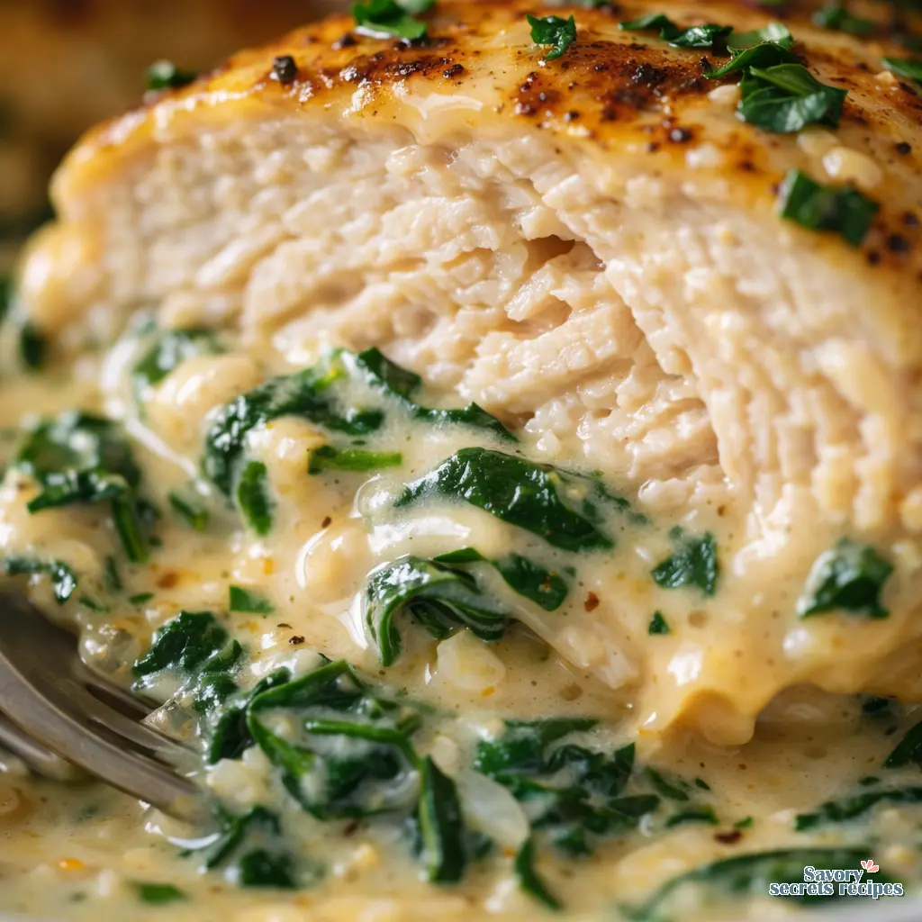creamy spinach chicken recipe close up