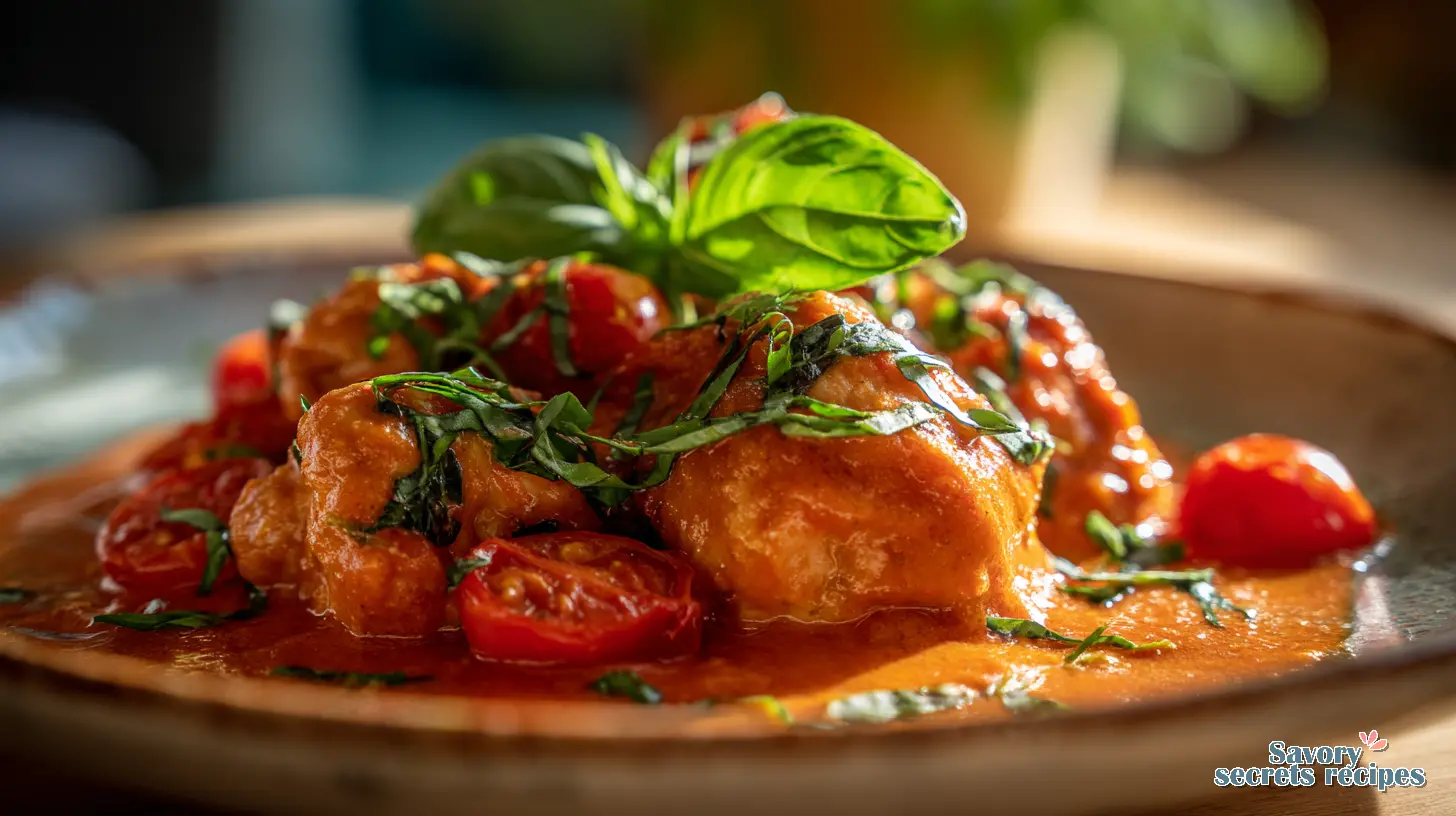 Creamy Tomato Basil Chicken final presentation