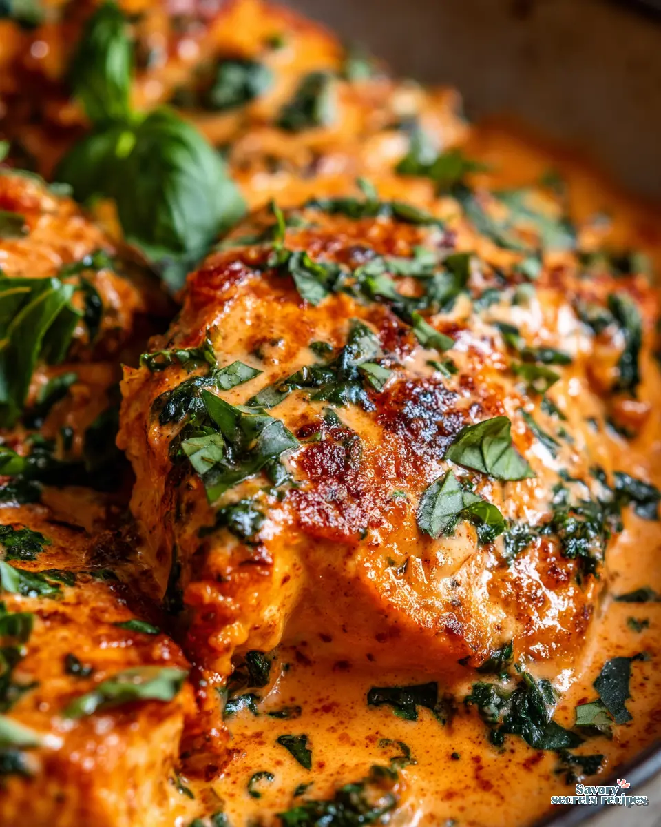 Creamy Tomato Basil Chicken close up