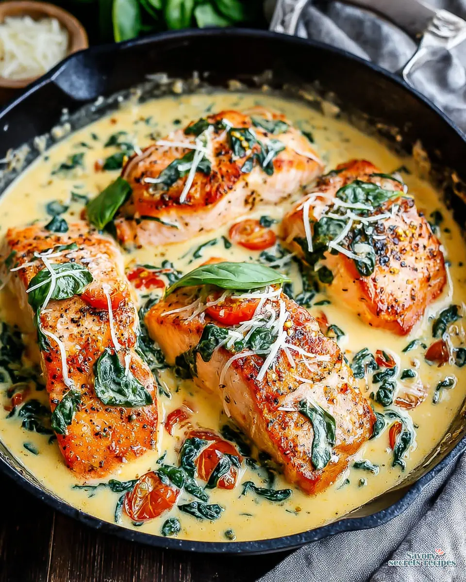 Creamy Tuscan Salmon close up