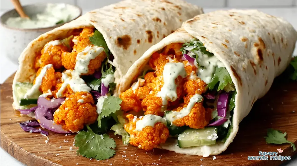 crispy buffalo cauliflower wrap 212854248