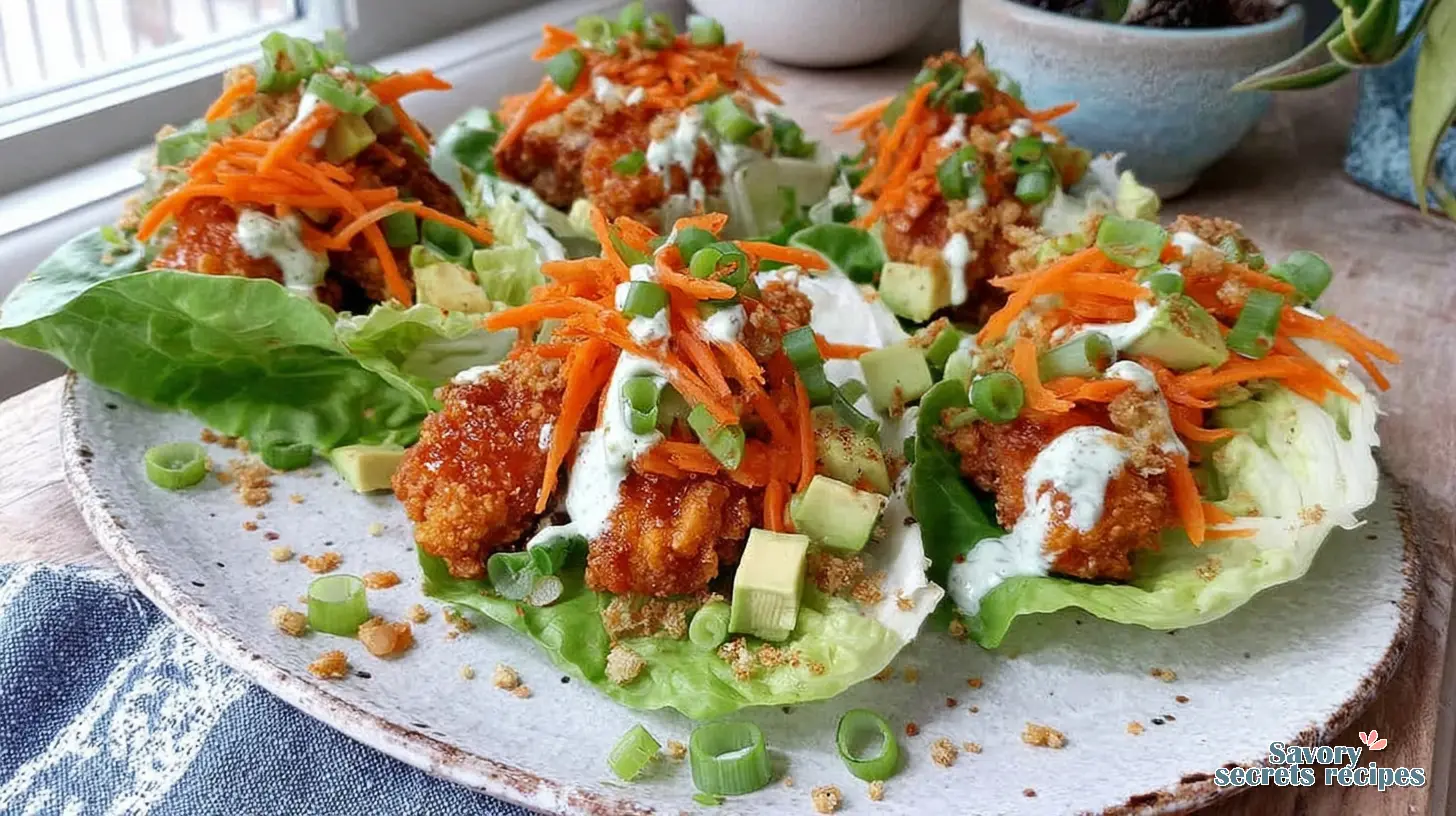 crispy buffalo chicken lettuce wraps final presentation