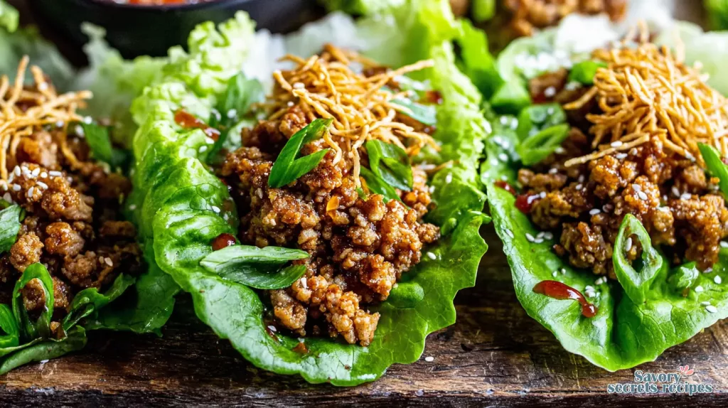 crispy chicken lettuce wraps with crispy noodles 122422824