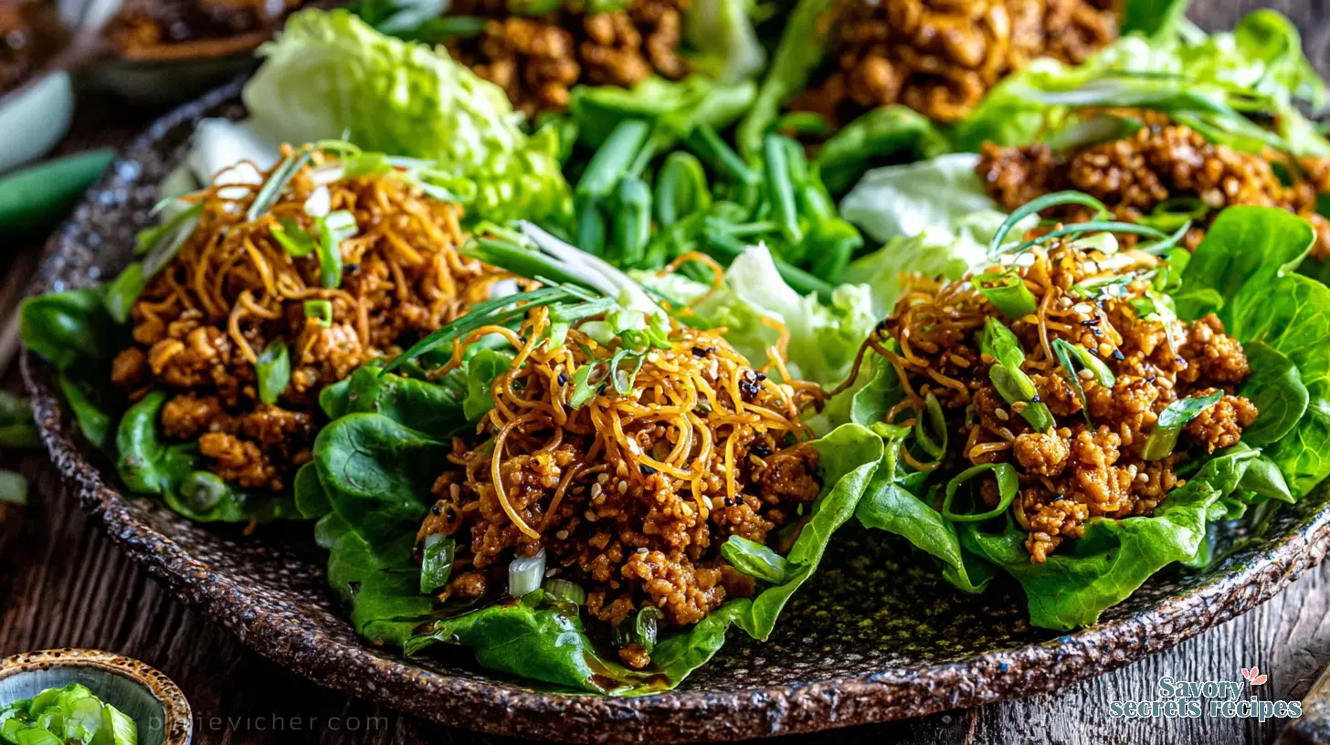 crispy chicken lettuce wraps with crispy noodles final presentation