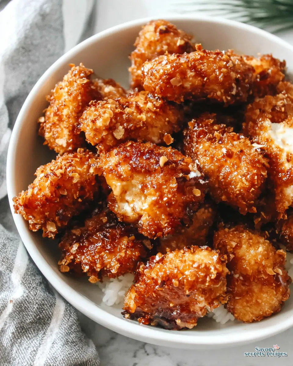 Crispy Chicken Rice Bowl close up