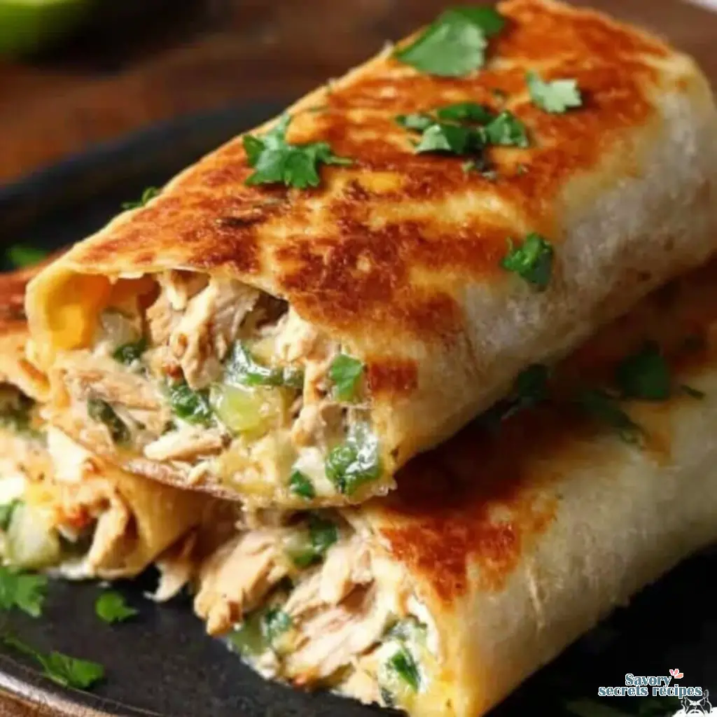 crispy chicken stuffed tortillas close up