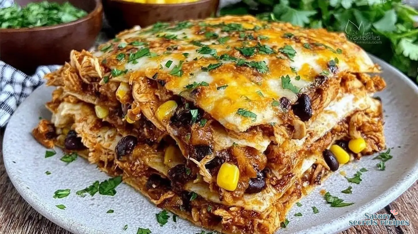 Crispy Chicken Tortilla Stack final presentation