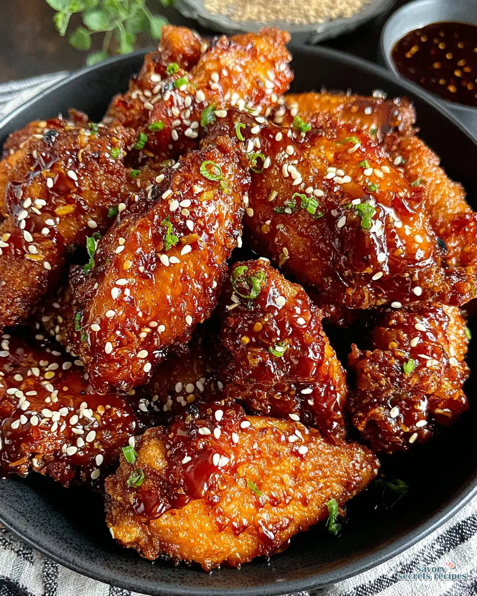 Crispy Honey Garlic Wings close up