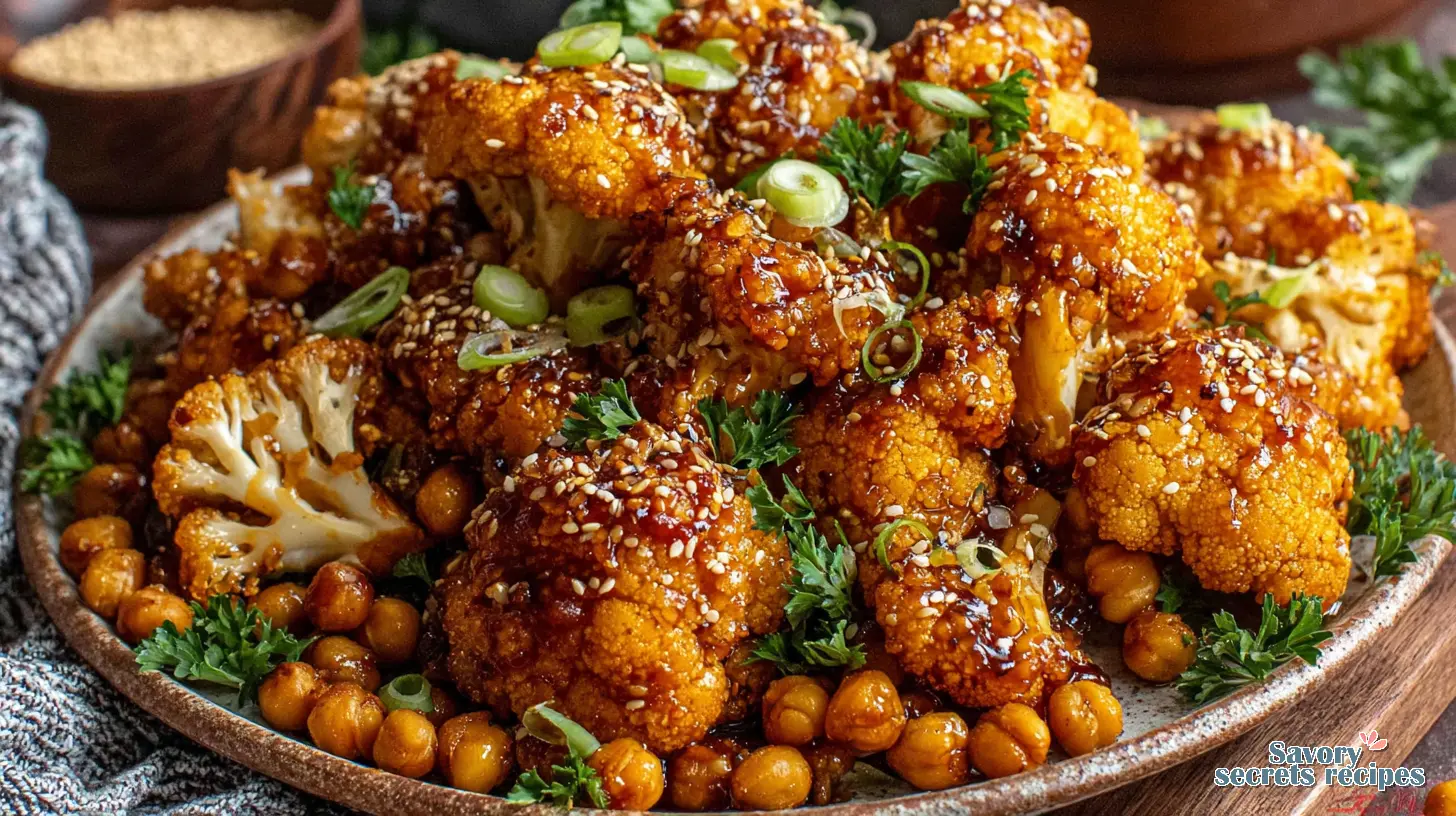 Crispy Hot Honey Cauliflower final presentation