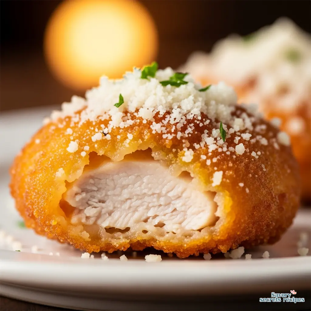 crispy parmesan chicken bites close up
