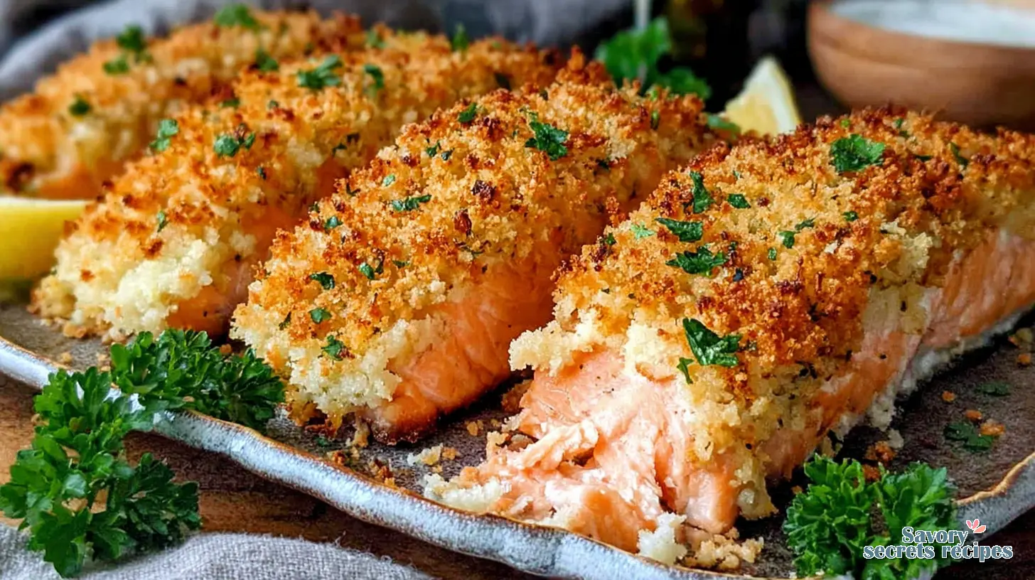 Crispy Parmesan Crusted Salmon final presentation